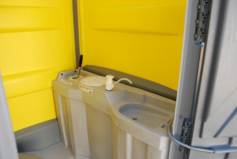 view inside clean portable toilet sink
