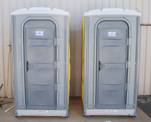 two portable toilets